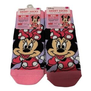Kids Disney Minnie Mouse Ankle Socks Sz 9.5 - 11.5 NEW 2 Pairs
